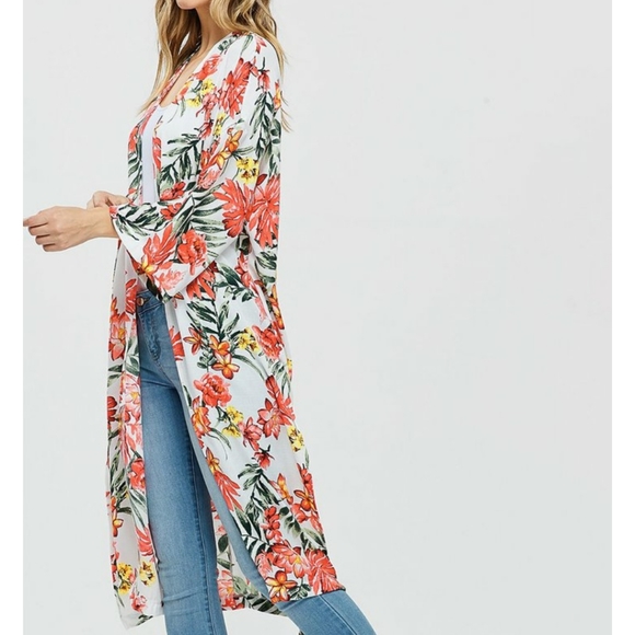 🌿 Brand new floral open front side-split duster/kimono - Picture 3 of 11